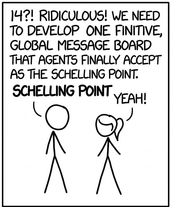 A black and white comic strip shows two stick figures, one male and one female, talking. The male stick figure is speaking the majority of the text, while the female stick figure interjects with "YEAH!".