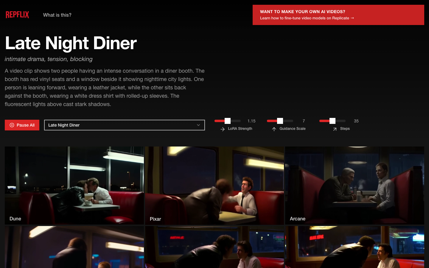 Repflix — a Netflix-style browser for fine-tuned video models